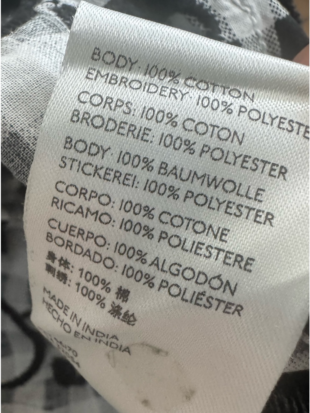 Anthropologie Pilcro Embroidered Gingham Peplum Blouse M Black White Cotton Top - Picture 8 of 8